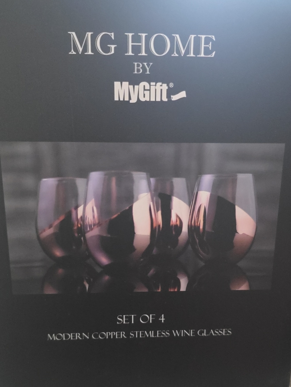 BNIB Modern Copper Stemless Wine Glasses - Set of 4